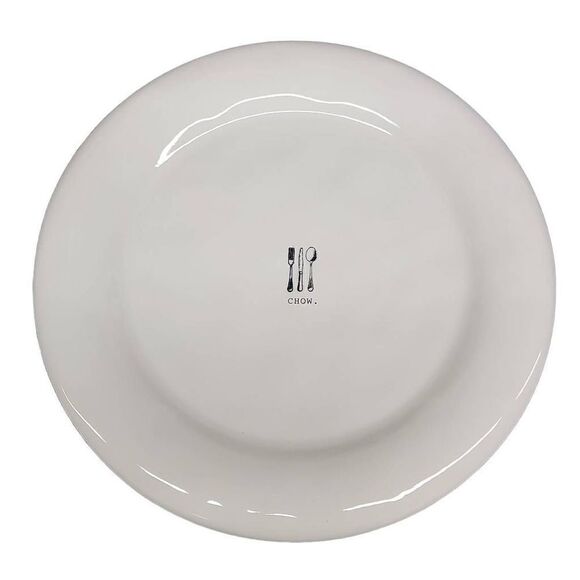 Rae Dunn Artisan Collection White Black "Chow". Dinner Plate - Picture 1 of 4